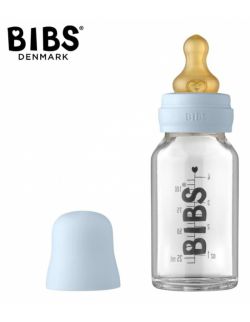 BIBS BABY GLASS BOTTLE BABY BLUE Antykolkowa Butelka Szklana dla Niemowląt 110 ml