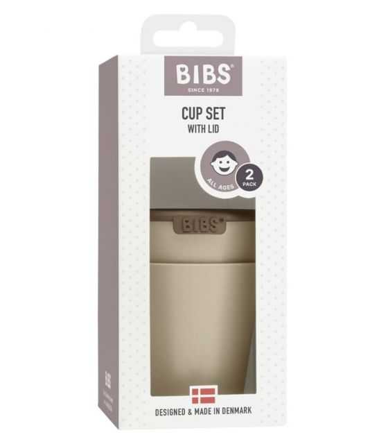 BIBS CUP SET VANILLA 2 kubeczki z pokrywkami do picia dla dzieci