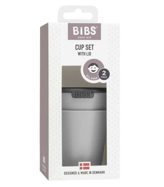 BIBS CUP SET CLOUD 2 kubeczki z pokrywkami do picia dla dzieci