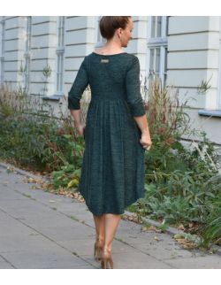 Sukienka z przedłużonym tyłem - green & black