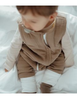 Hi Little One - ocieplany śpiworek dwustronny piżamka z nogawkami SLIM BAG DARK OAK/OLIVE roz M