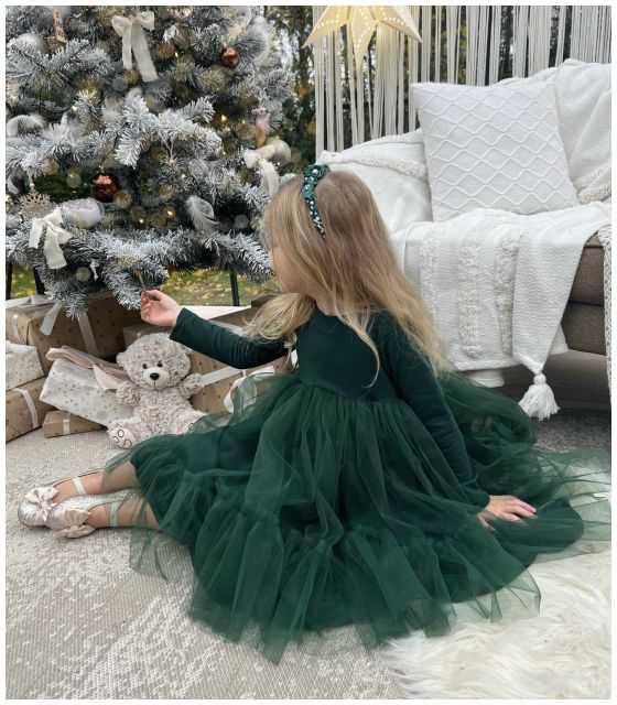 Sukienka Dresowa Tiulowa Zielona