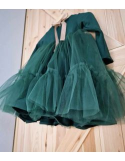 Sukienka Dresowa Tiulowa Zielona
