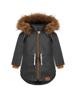 Mglisto-czarna zimowa kurtka dziecięca z ociepleniem