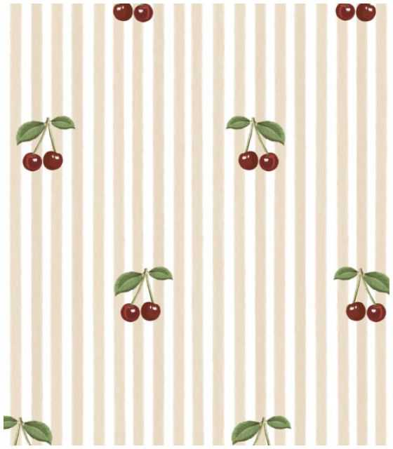 Dekornik Tapeta Little Cherries on Pink Stripes