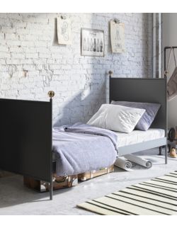Lamin łóżko metalowe czarne 90x200