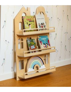 Drewniana półka dla dzieci na książki  L