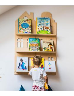 Drewniana półka dla dzieci na książki  L
