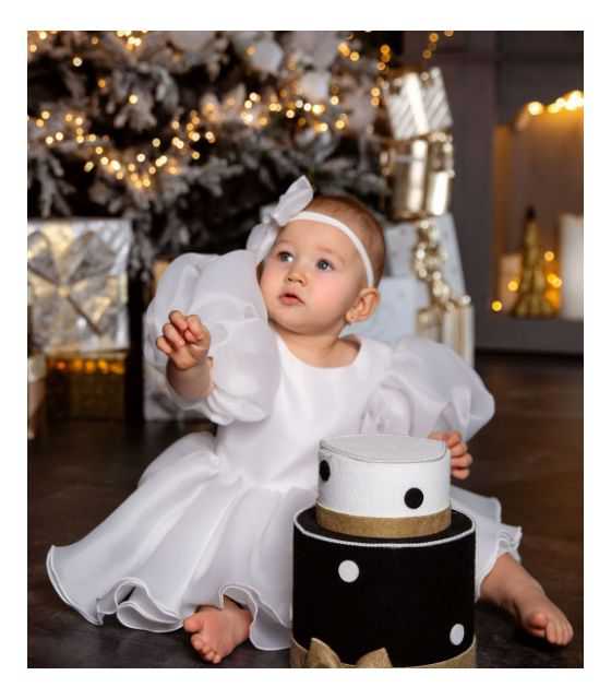 Biała opaska niemowlęca z kokardką do chrztu