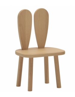 Drewniane krzesełko z uszami królika w kolorze naturalnym