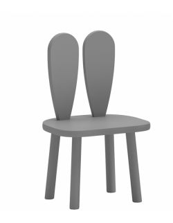 Drewniane krzesełko z uszami królika w kolorze szarym