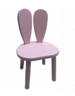 Drewniane krzesełko z uszami królika w kolorze różowym