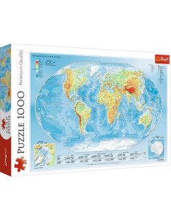 Puzzle 1000 elementów Mapa fizyczna świata