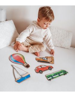 Drewniane puzzle progresywne – Pojazdy