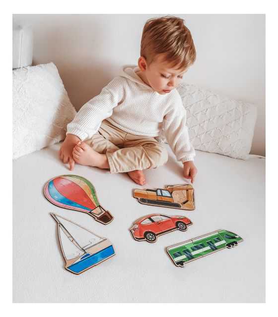 Drewniane puzzle progresywne – Pojazdy