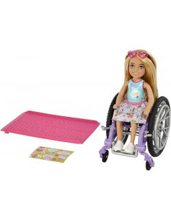Mattel Lalka Barbie Chelsea na wózku blond włosy HGP29