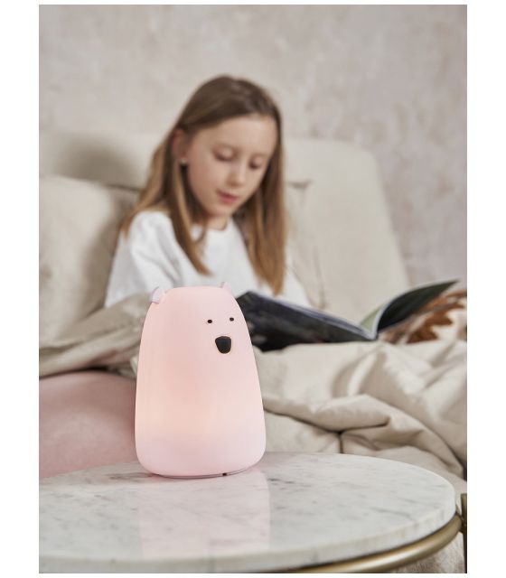 Miś Duży Lampka Silikonowa Różowa