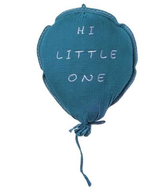 Hi Little One - Poduszka dekoracyjna z organicznego oddychającego BIO muślinu BALOON EMERALD