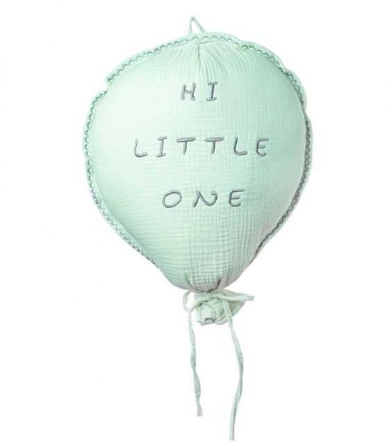 Hi Little One - Poduszka dekoracyjna z organicznego oddychającego BIO muślinu BALOON MINT