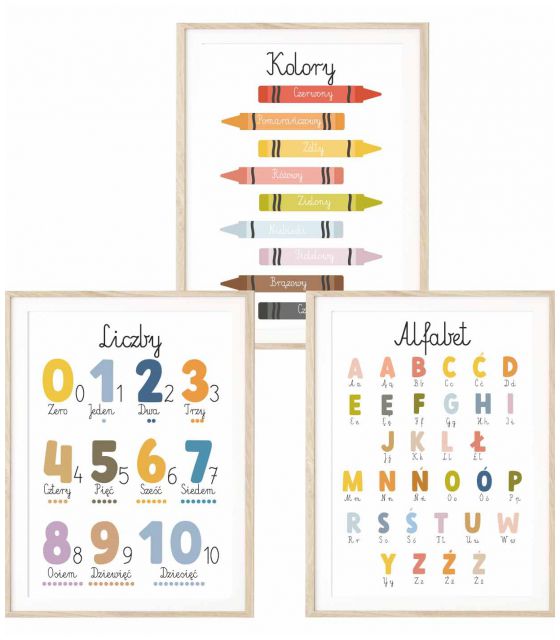 Plakat, obrazek edukacyjny Montessori Alfabet