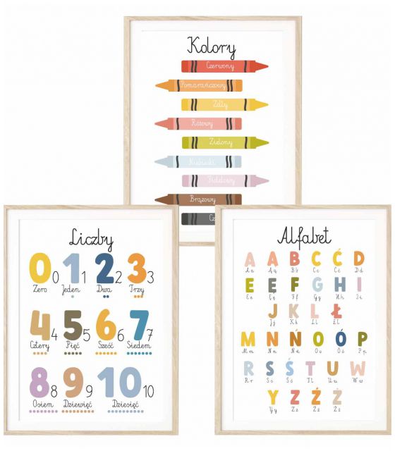Plakat, obrazek edukacyjny Montessori Liczby
