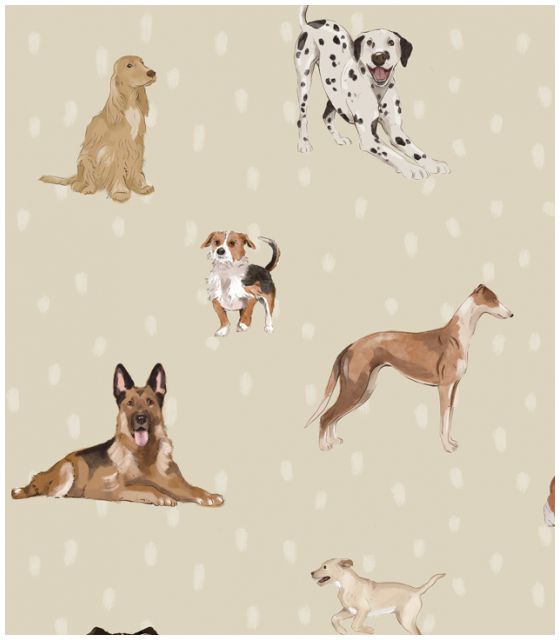 Próbka Tapety Dogs are The Best Beige with Dots