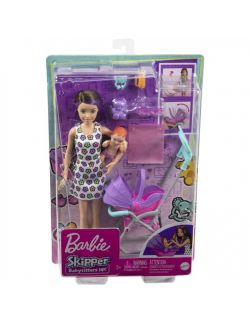 Lalka Barbie Opiekunka Skipper Wózek + bobas Zestaw