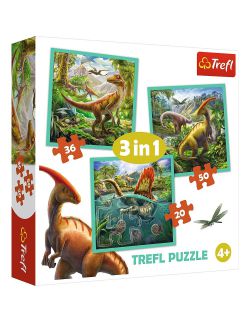 Puzzle 3w1 - Niezwykły świat dinozaurów