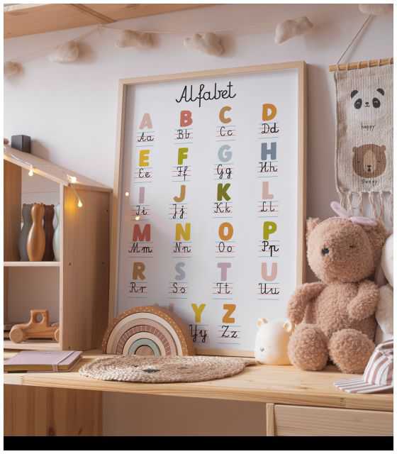 Plakat, obrazek edykacyjny Montessori alfabet 