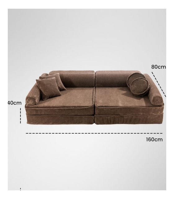 Aesthetic Sztruksowa sofa dziecięca Premium, brązowa