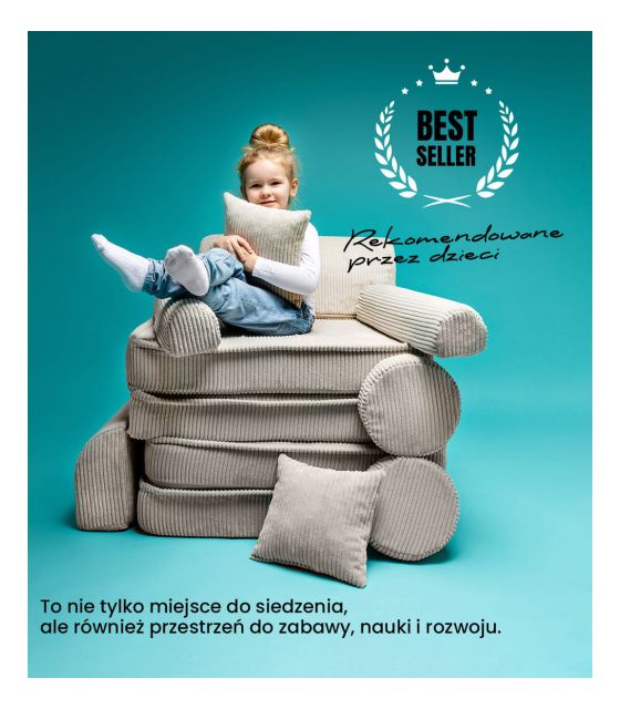 MeowBaby® Aesthetic Sztruksowa sofa dziecięca Premium, turkusowa
