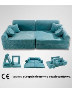 Sztruksowa sofa dziecięca Premium, ecru