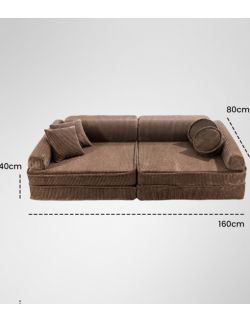Sztruksowa sofa dziecięca Premium, ecru