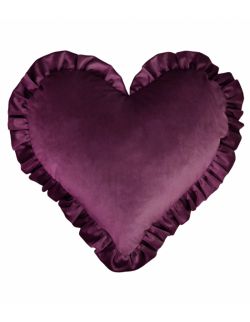 Poduszka serce z falbaną Velvet VE2202 | ciemny fiolet
