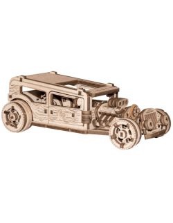 Drewniane Puzzle Mechaniczne 3D Wooden.city - Samochód Hot Rod