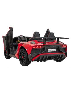 Lamborghini Aventador SV na akumulator dla 2 dzieci Czerwony + Silnik bezszczotkowy + Pompowane koła + Audio LED