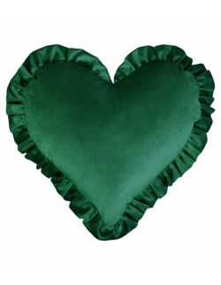Poduszka serce z falbaną Velvet VE2225 | butelkowa zieleń