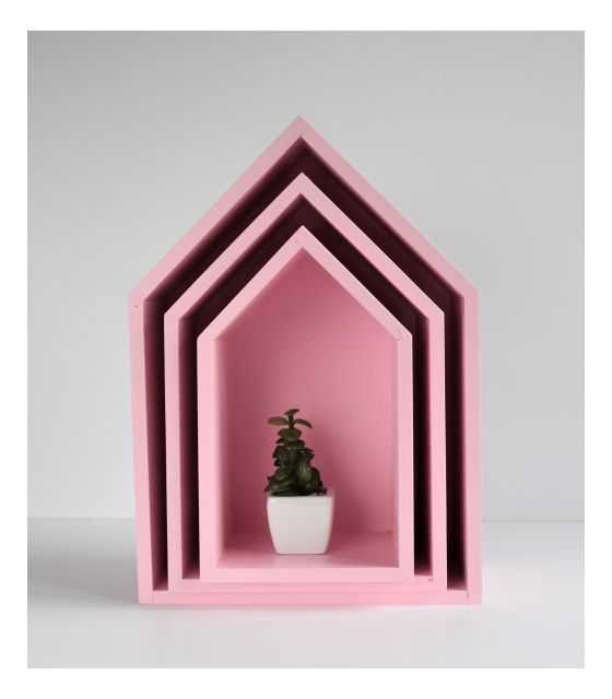 Półki domki - różowe trio