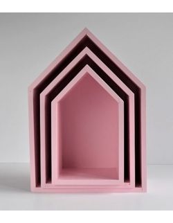 Półki domki - różowe trio 