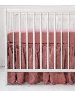 Lniana falbanka do łóżeczka dusty pink