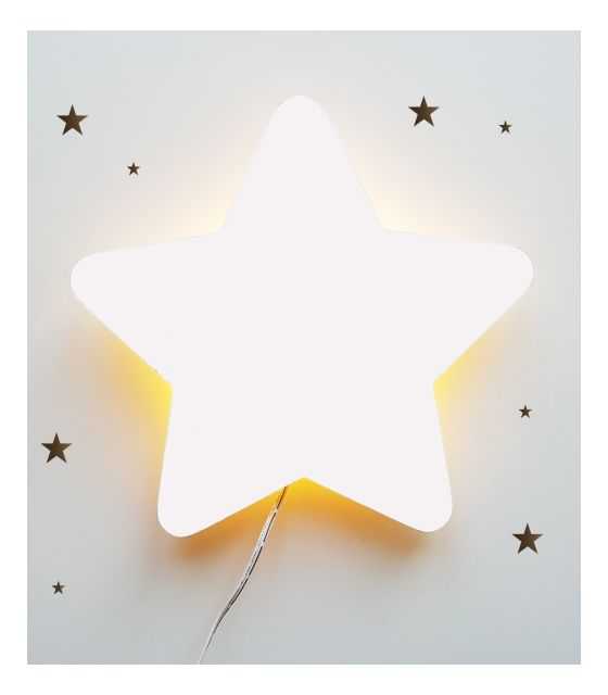 Drewniana lampka nocna - gwiazdka POLA biała