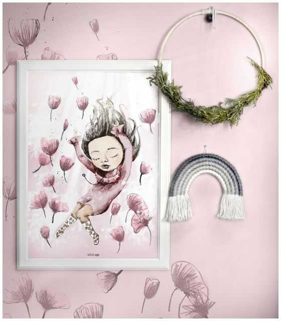 piwonie, różowy plakat dla dziewczynki, kwiaty, różowy obrazek dla dziewczynki