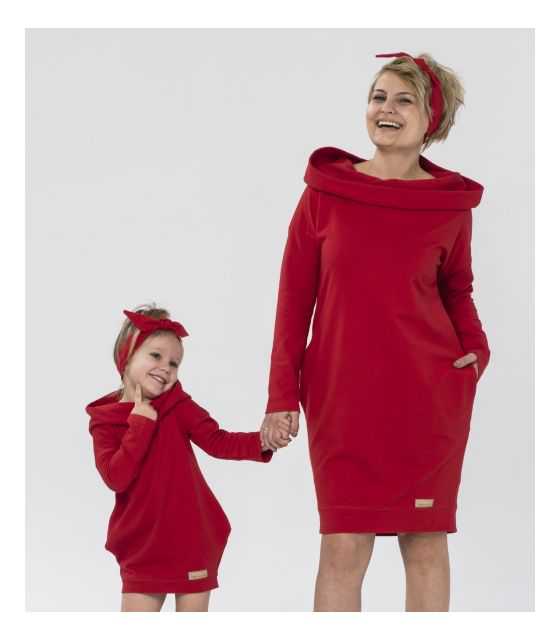 Zestaw tuniko-sukienek dla mamy i córki czerwień 
