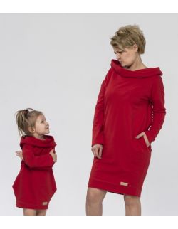 Zestaw tuniko-sukienek dla mamy i córki czerwień 
