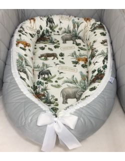 Kokon ze zdejmowanym pokrowcem + poduszka z uszkami Safari & velvet