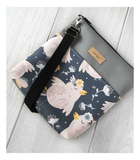 torebka dla dziewczynki Ninki® ekoskóra (różowe ptaki na granatowym tle) 