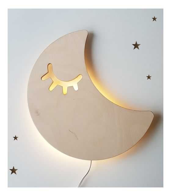 Drewniana lampka nocna - Śpiący księżyc