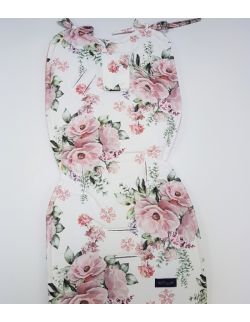 Wkładka do wózka Kwiaty z ultra soft velvet pudrowy róż pikowany caro