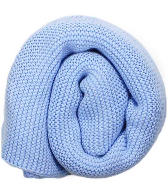 Bawełniany kocyk tkany 100% bawełny błękitny niebieski
