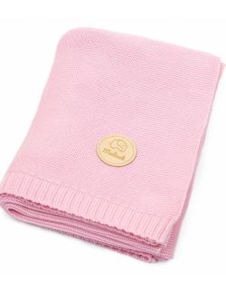 Kocyk bawełniany różowy tkany 100% bawełny 80x100